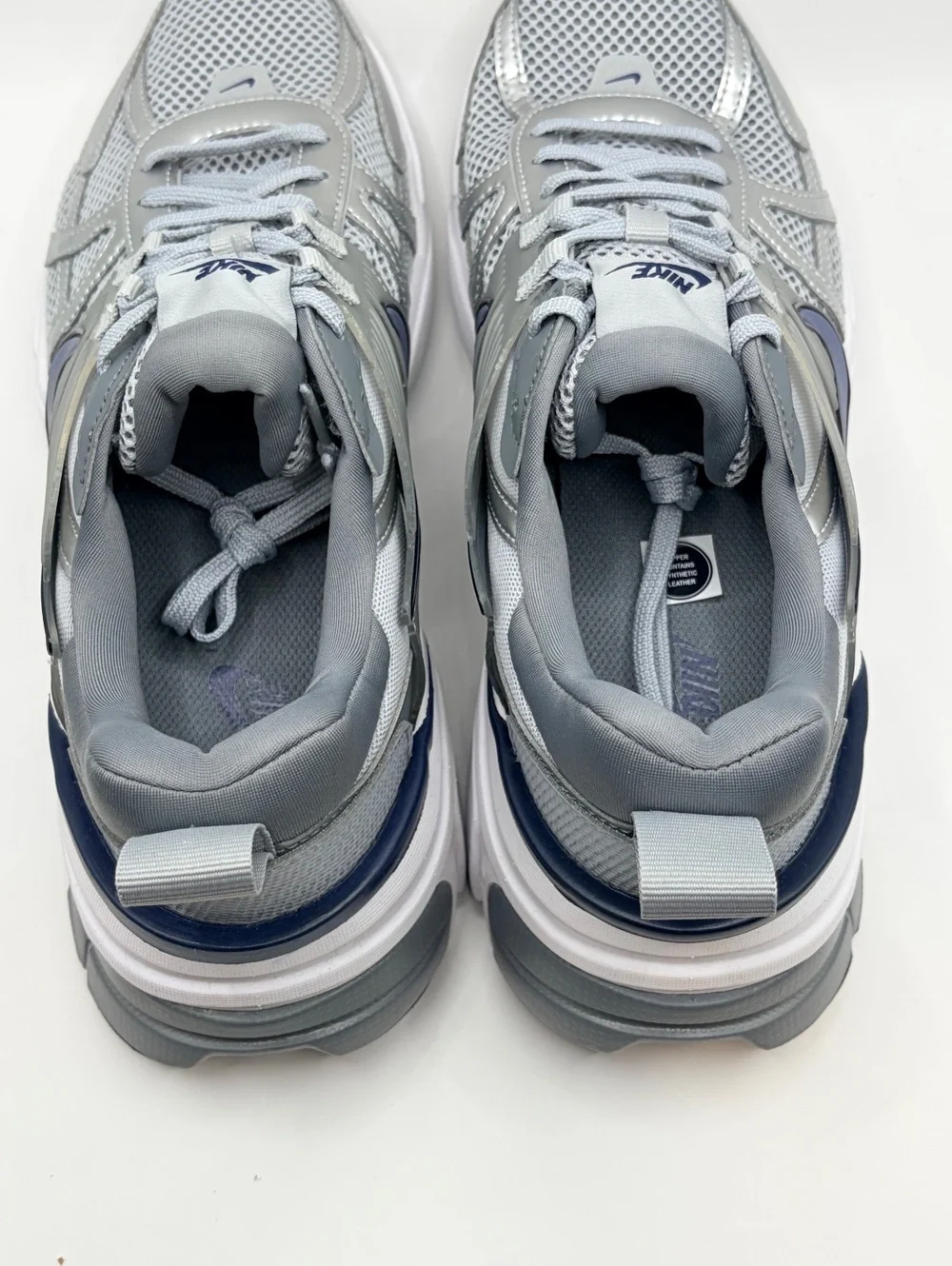 Nike V2K Run Running Shoes Wolf Gray Navy Size 10.5